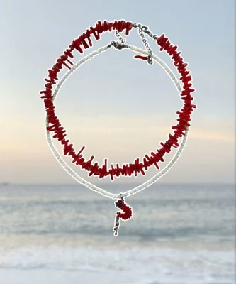 Сет украшений из коралла с креветкой